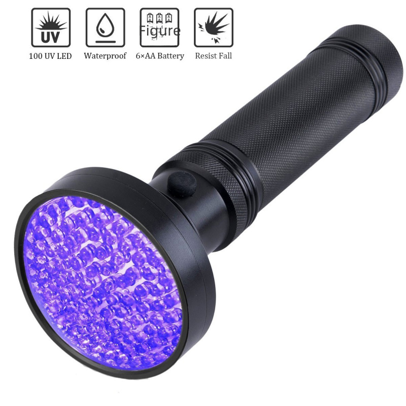 Uv-taschenlampe Mit 100 Leds, Fluoreszenzmittelerkennung, Desinfektion, Fälschungsschutz (lila)