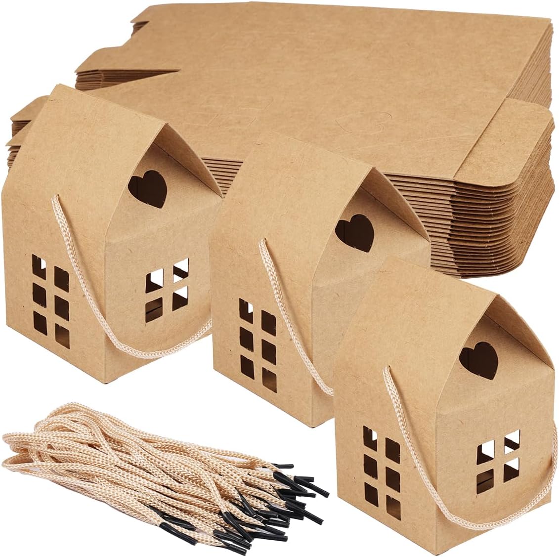 26 Hausförmige Geschenkboxen Für Süßigkeiten Und Kekse Aus Kraftpapier, Ideal Für Hochzeiten, Babypartys Und Geburtstage.