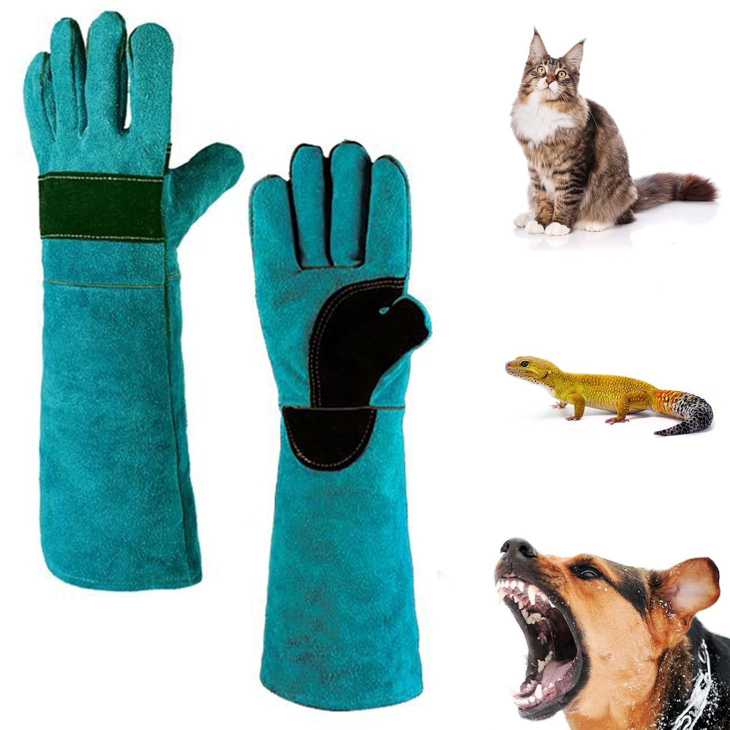 1 Paar 45 Cm Lange, Bissfeste Lederhandschuhe Für Den Umgang Mit Tieren, Geeignet Für Gartenarbeit, Tierpflege, Hundetraining, Schweißen, Katzenkratzer, Bissfeste Schutzhandschuhe