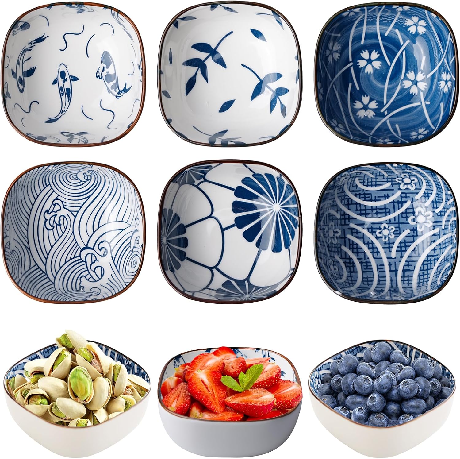 Set Mit 6 Keramik-saucenschalen, 9,2 Cm, Kleine Keramikschalen, Dipschalen Für Sojasauce, Sushi, Oliven, Tapas, Nüsse, Desserts