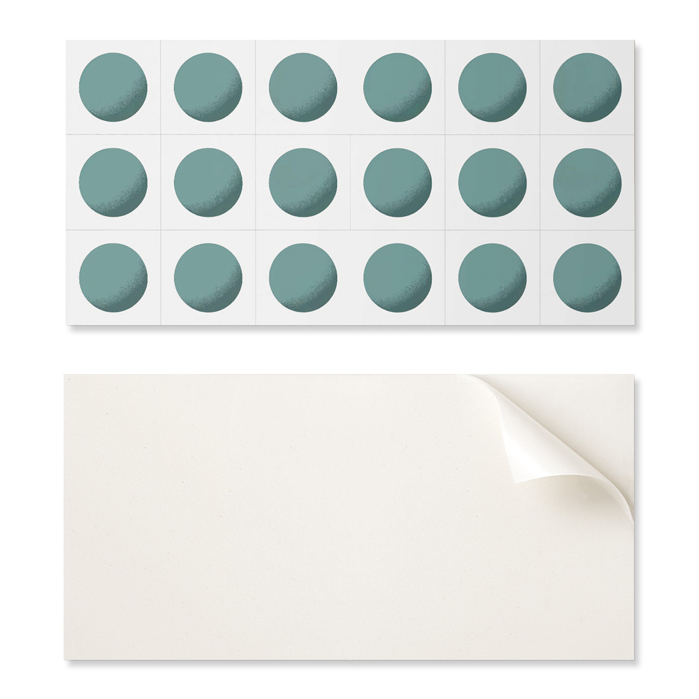 Pvc-fliesen-set Mit Dekor Für Küche Oder Bad, Geometrische Kreise Im Raster, 10 X 40 X 20 Cm