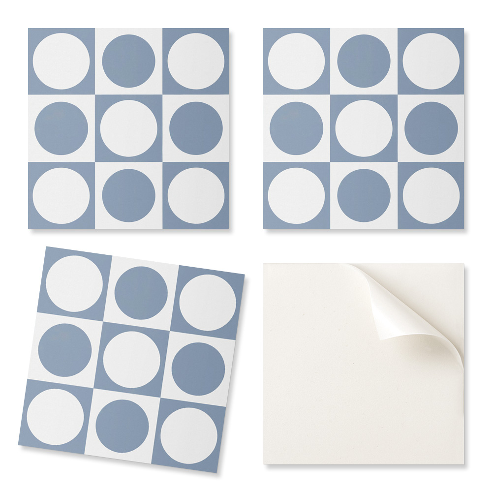 Packung Selbstklebender Pvc-fliesen, Geometrische Kreise Im Raster, 4 X 50 X 50 Cm