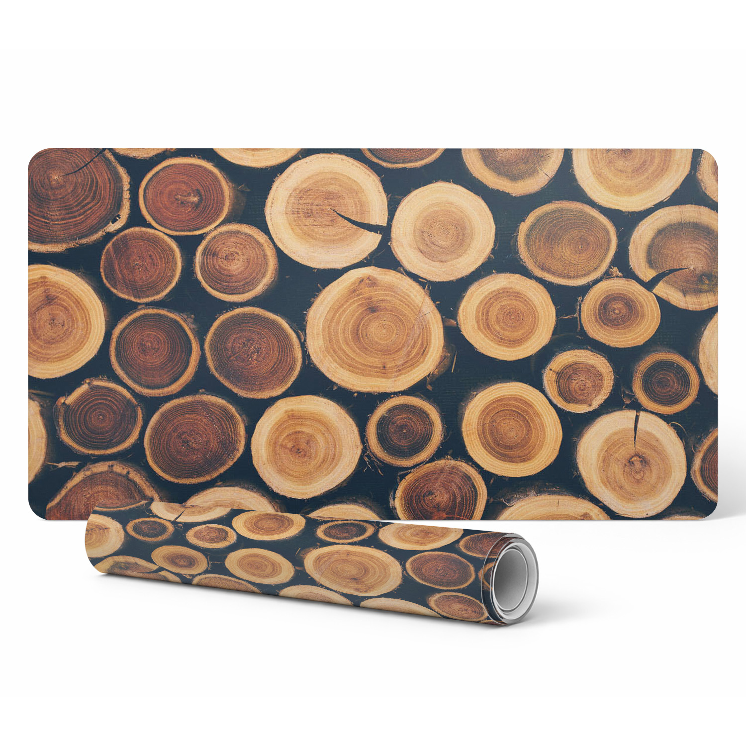 Dekorative Tischunterlage Mit Hochwertigem Holzkreismuster, 100 X 50 Cm