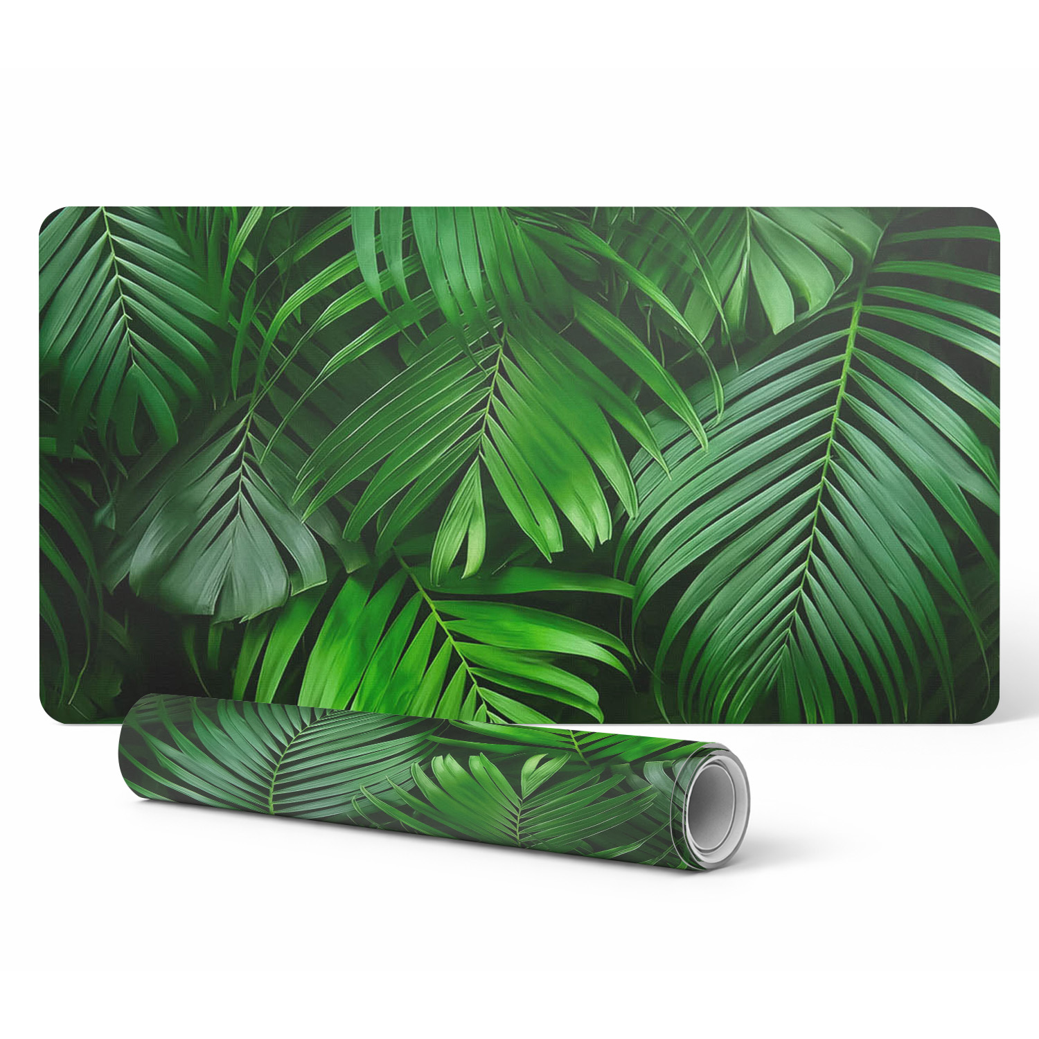 Schutzmatte Für Büroarbeitsplatten, Hintergrund Mit Palmenblättern, 100 X 50 Cm