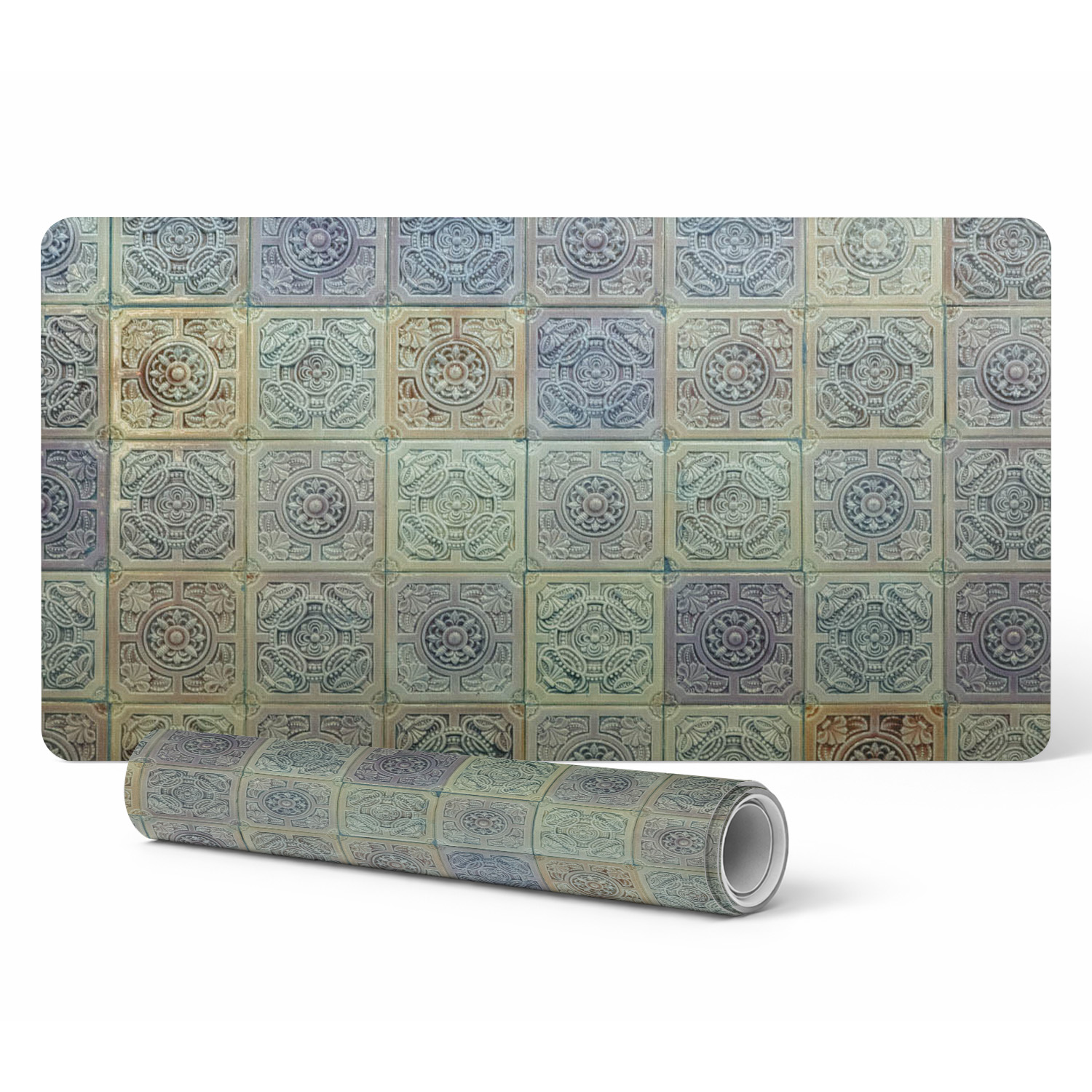 Moderne Tastaturschutzmatte Im Retro-vintage-fliesen-design, 120 X 60 Cm