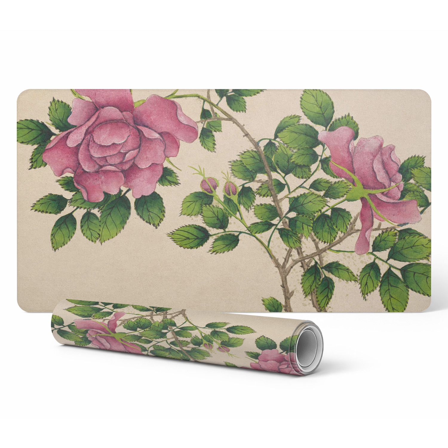 Tischschutzmatte Mit Modischem Retro-rosenstrauß-print, 120 X 60 Cm