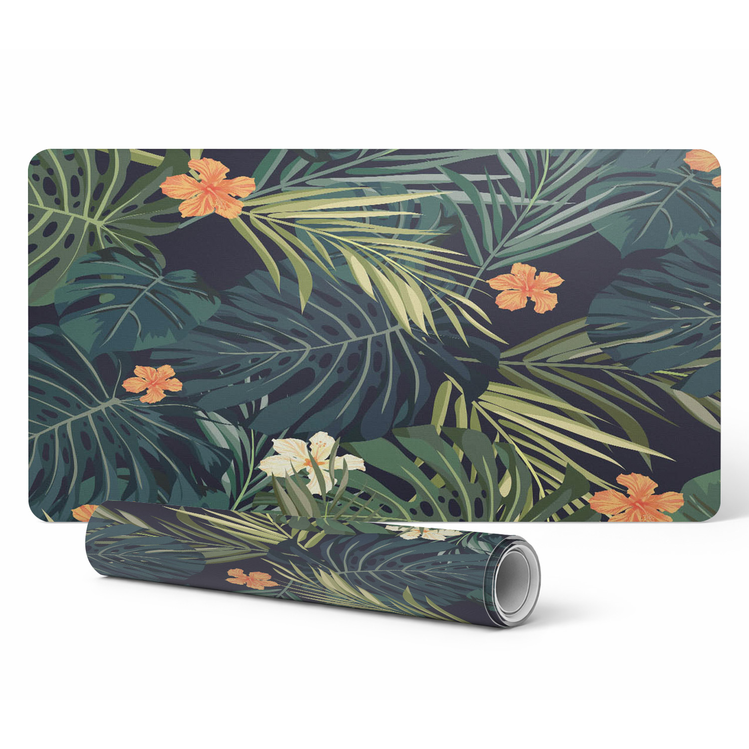 Dekorative Gaming-schreibtischmatte Mit Tropischem Blätter- Und Blumenmuster, 90 X 45 Cm