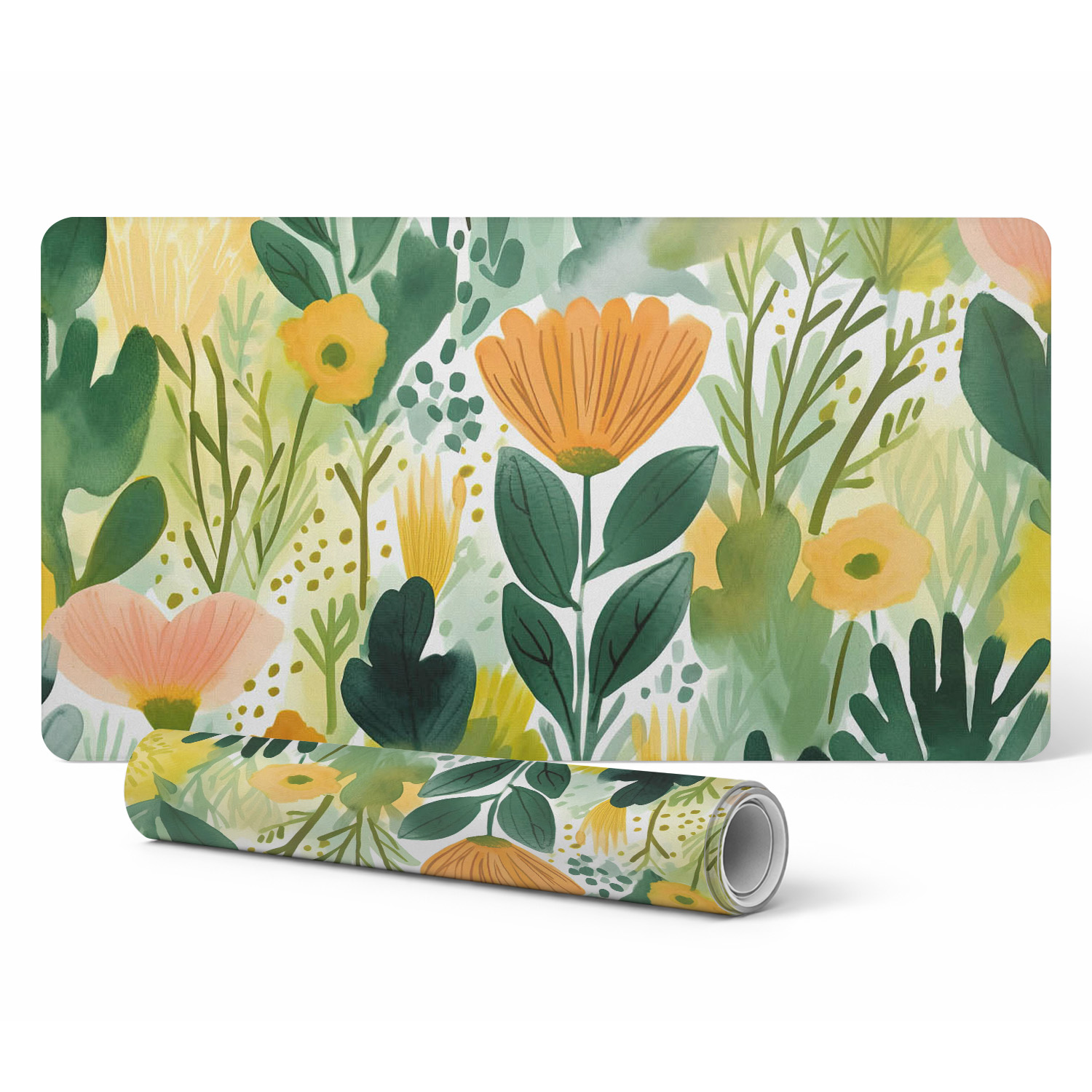 Tischschutzmatte Für Firmen- Oder Büroarbeitsplätze – Aquarell-blumenwiese, 90 X 45 Cm