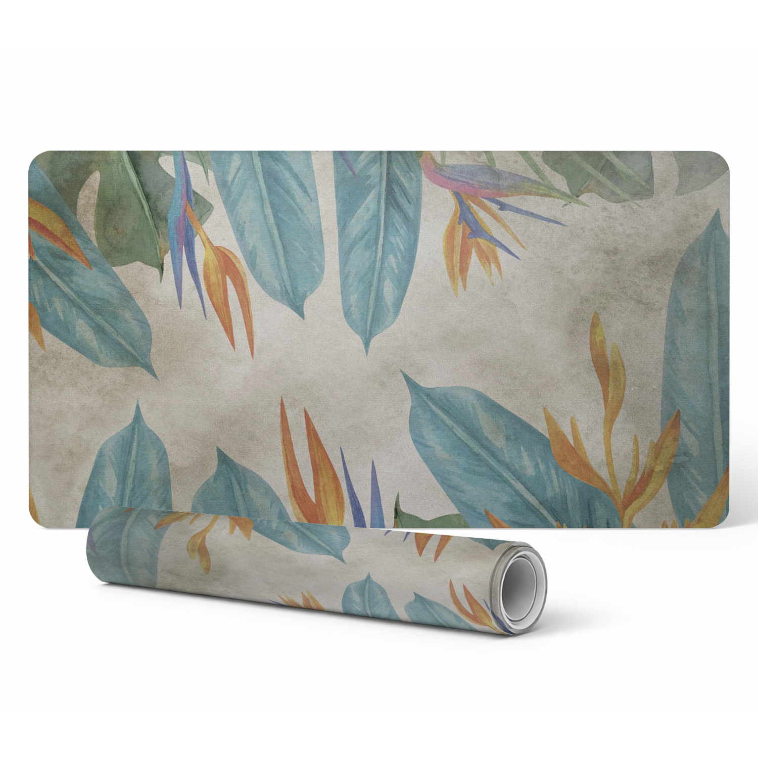 Gaming-schreibtischunterlage Mit Exotischem Blätter- Und Blumenmuster, 90 X 45 Cm