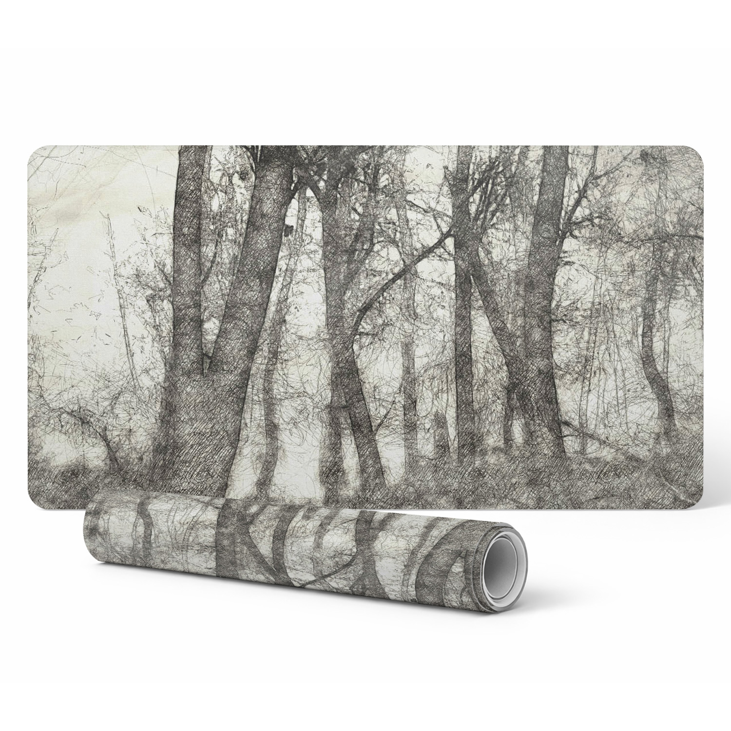 Sepia Forest Sketch Anti-rutsch Gaming-mauspad 90x45 Cm