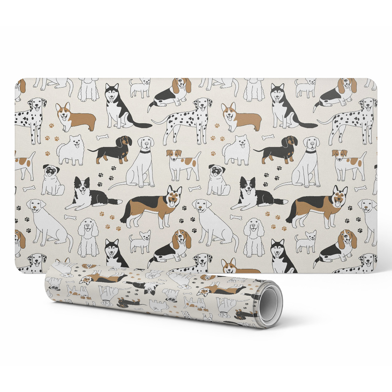 Moderne Schreibtischunterlage Mit Originellem Hunde-print, 90 X 45 Cm