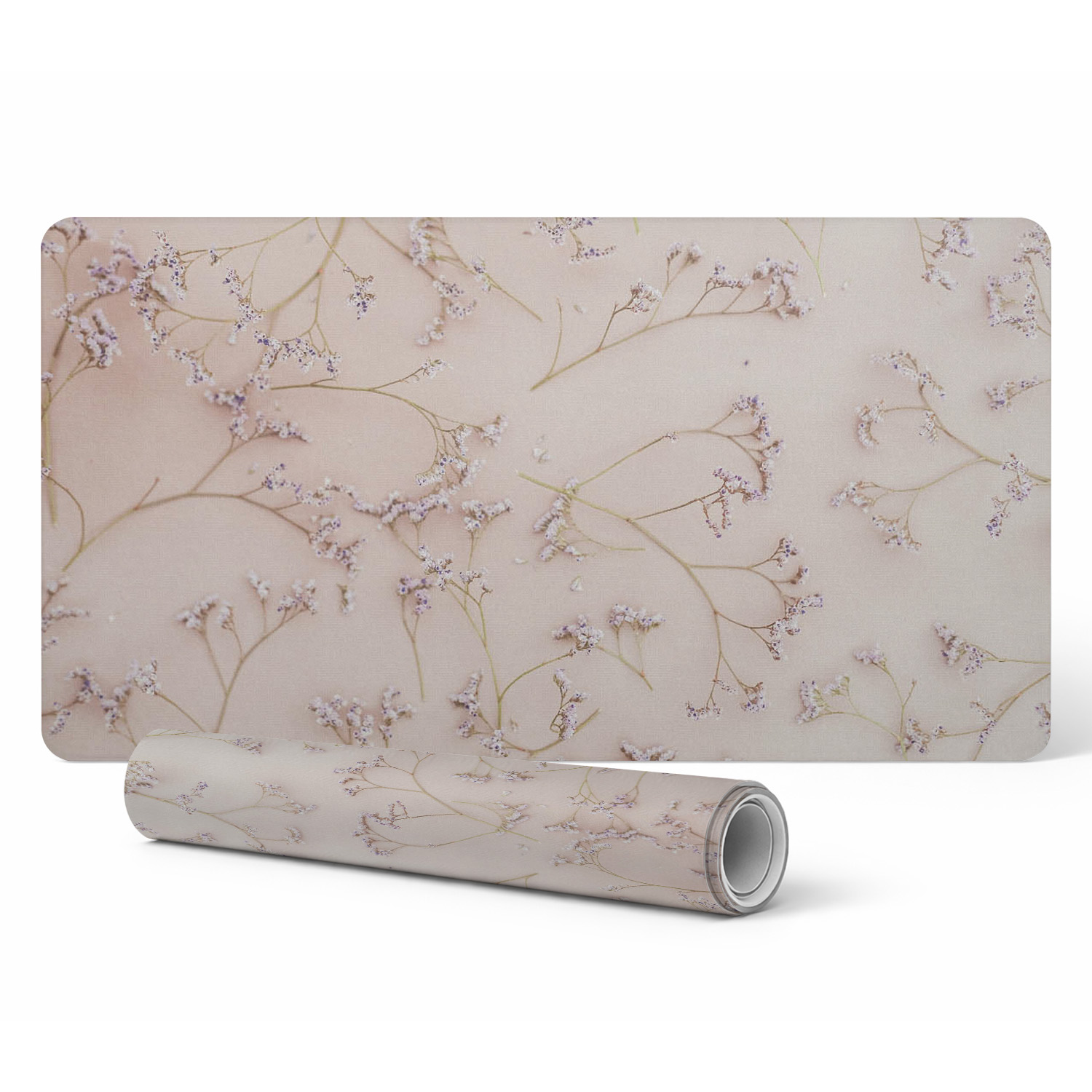 Dekorative Laptop-schreibtischunterlage Mit Zarten Blumen Auf Hintergrund, 90 X 45 Cm