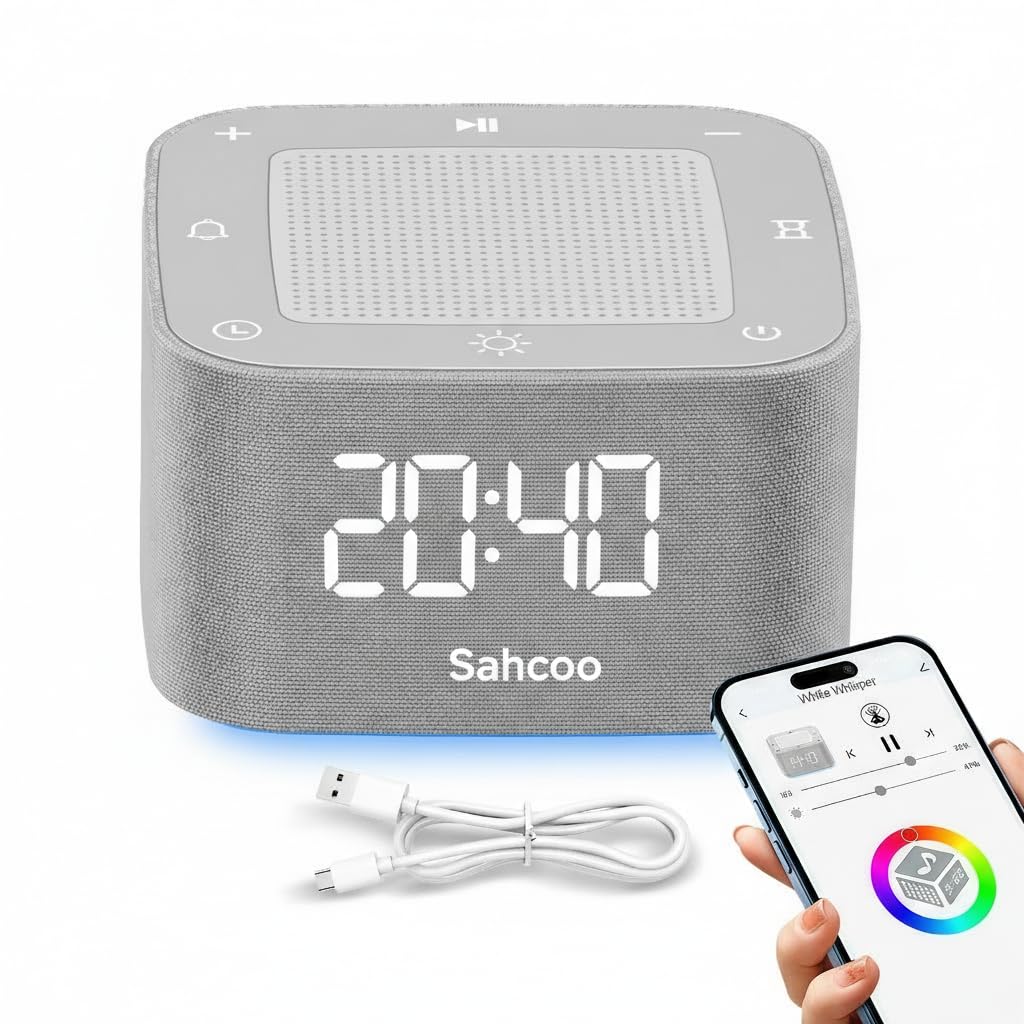 3-in-1-gerät Mit Weißem Rauschen Für Besseren Schlaf: Bluetooth-lautsprecher, Wecker, Beruhigende Naturgeräusche (ohne Schleife), Einschlafhilfe Für Erwachsene Und Kinder, Nachttischlampe – Ein Muss F