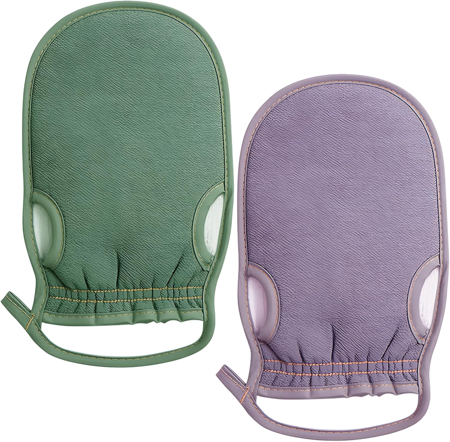 2-teilige Peeling-handschuhe Aus Naturfasern, Geeignet Für Hamam Und Spa, Duschhandschuhe Zur Tiefenreinigung Und Entfernung Abgestorbener Hautschüppchen, Lila + Grün