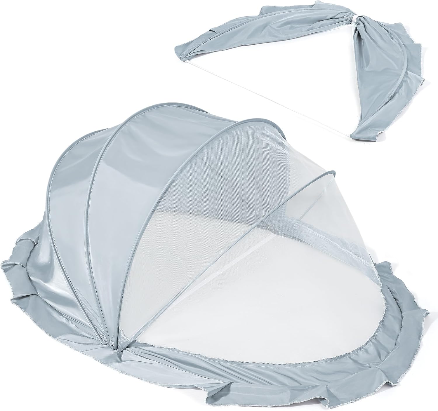 Faltbares Baby-moskitonetz, Atmungsaktiv, Mit Integriertem Sonnenschutz Für Den Sommer, Tragbar, Für Drinnen Und Draußen Geeignet, Robuste Konstruktion, Hellgrau