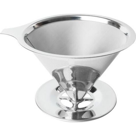 Permanenter Kaffeefilter (600 Mesh), Wiederverwendbarer Edelstahl-kaffeefilter, Tragbarer, Doppelwandiger, Papierloser Kaffeefilterhalter, 1–6 Tassen Tropffreier Kaffeefilter, 14,3 Cm