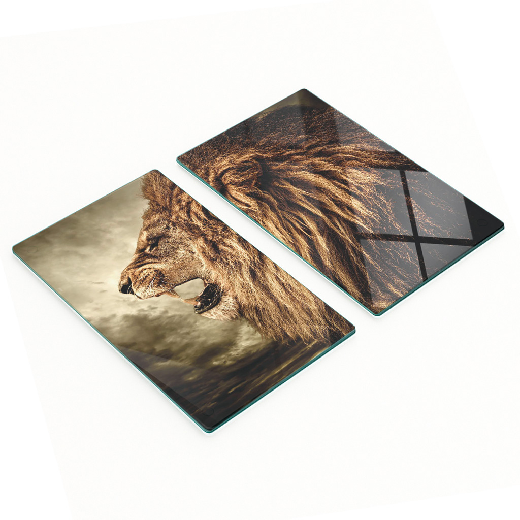 Multifunktionale Dekorative Glasplatten Für Die Küche, Motiv: Brüllender Löwe, 2 X 30 X 52 Cm