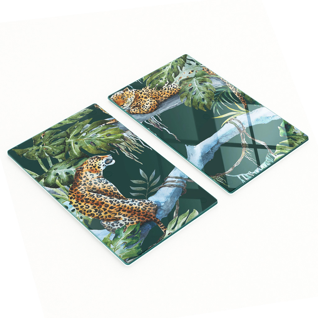 Dekorative Servierbretter Aus Glas Mit Leopardenmuster Für Snacks, 2 X 30 X 52 Cm