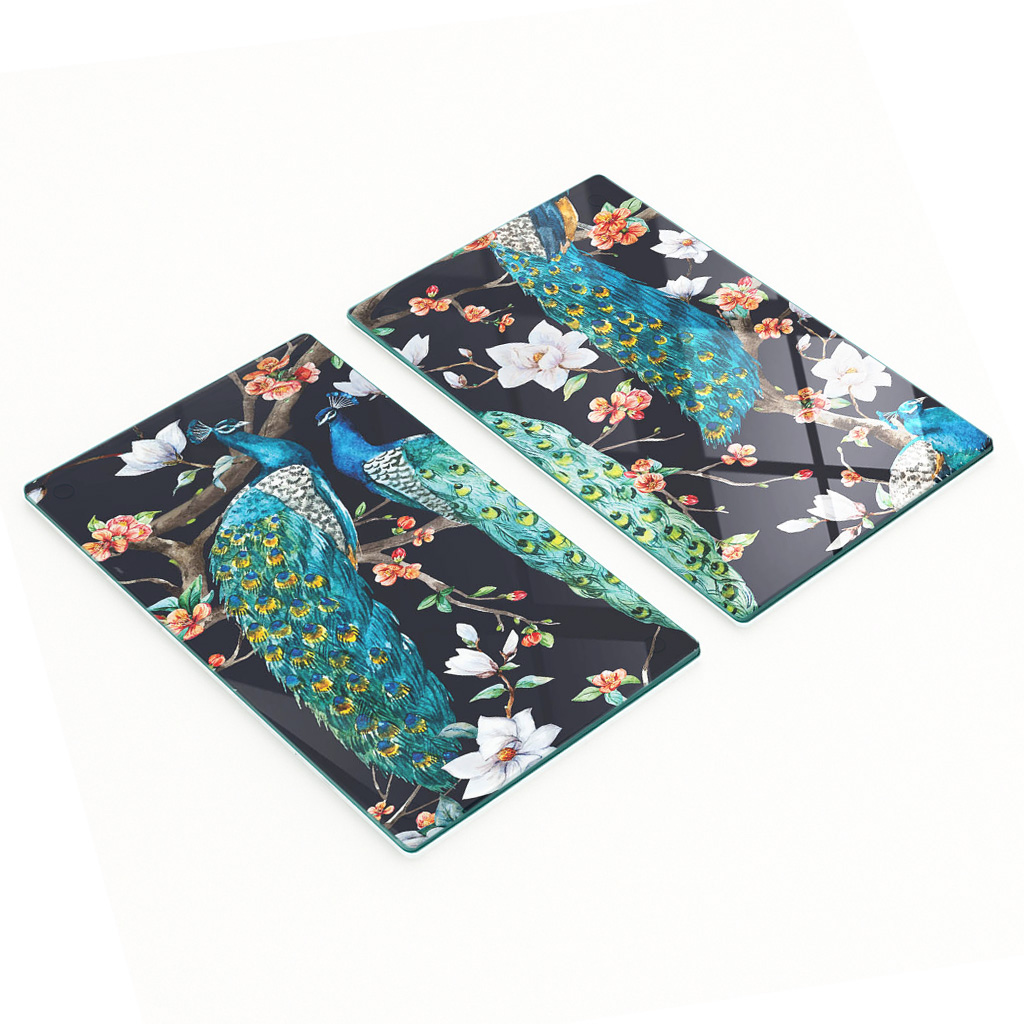 Multifunktionale Dekorative Glasplatten Mit Pfauenmuster, 2 X 30 X 52 Cm