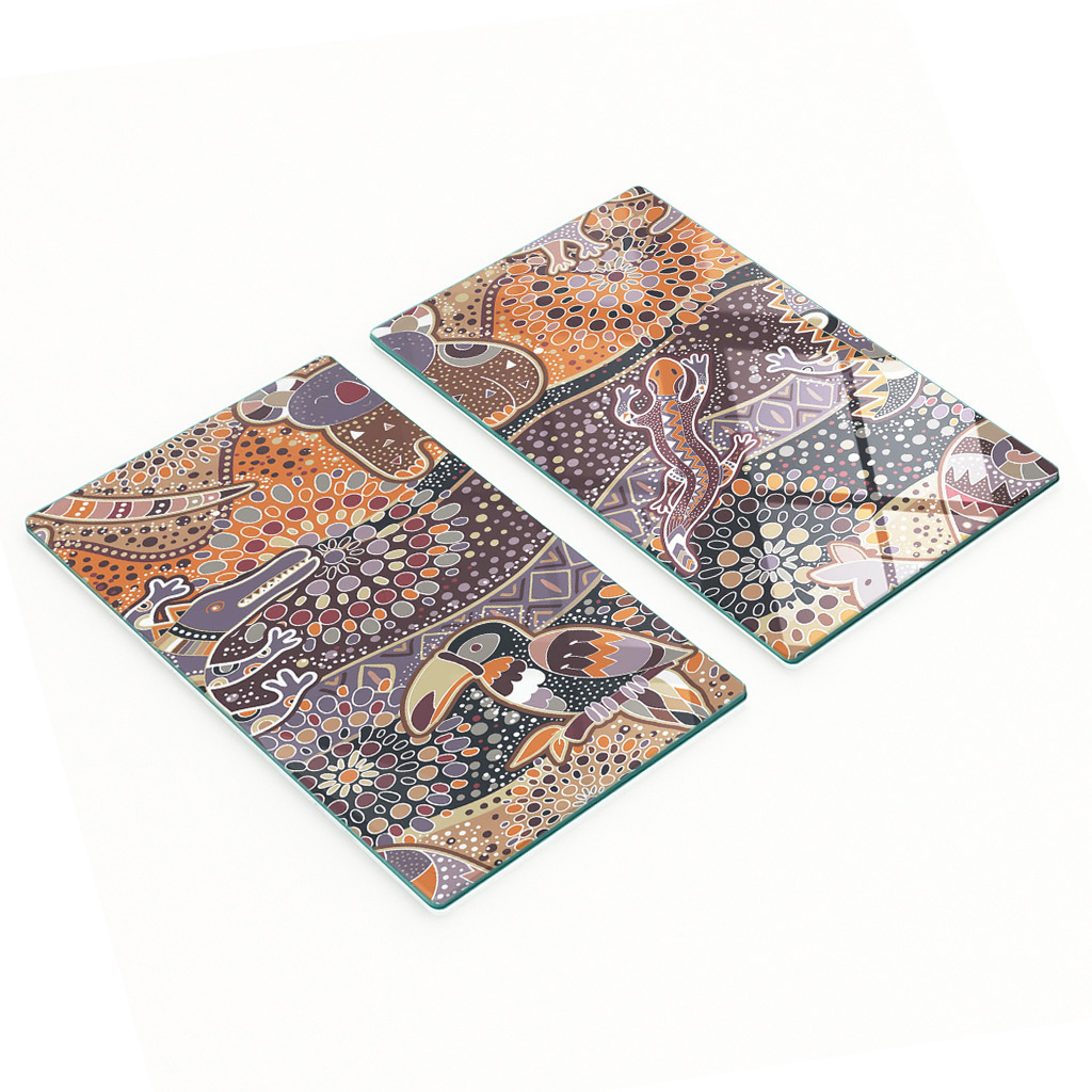 Stilvolle Und Robuste Glasplatten Mit Australischem Tiermotiv, 2 X 30 X 52 Cm
