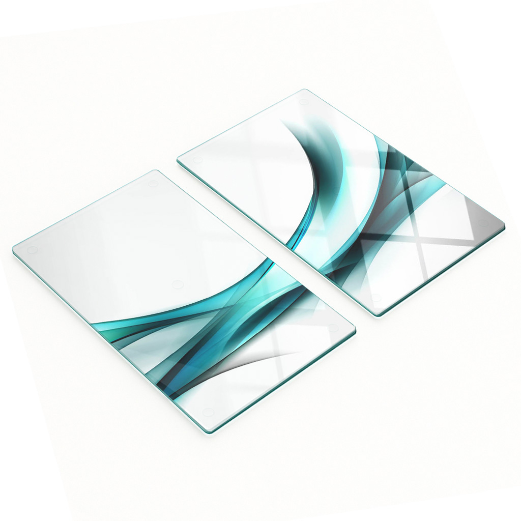 Küchenarbeitsplatten Aus Gehärtetem Glas Mit Abstraktem Wellenmuster, 2 X 30 X 52 Cm