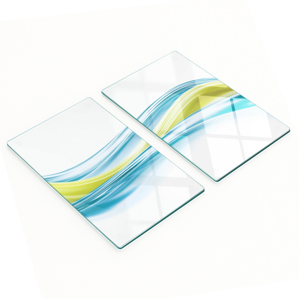 Robuste Und Stilvolle Glasplatten Mit Abstraktem Linienmuster, 2 X 30 X 52 Cm