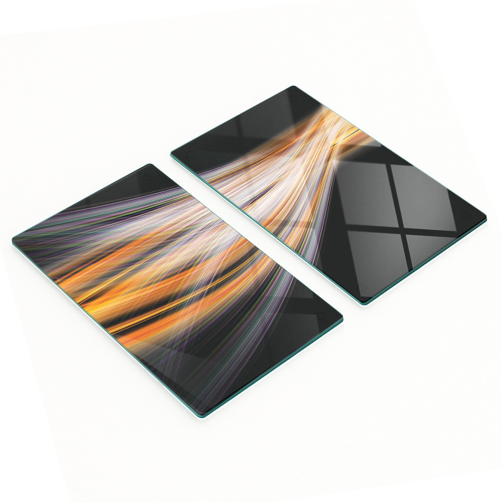 Robuste Und Stilvolle Glasplatten Mit Abstraktem Kunstmuster, 2 X 30 X 52 Cm