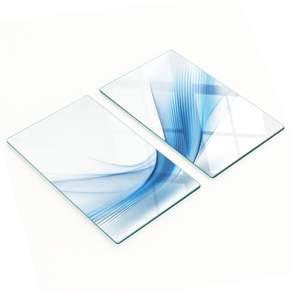 Robuste Und Stilvolle Glasplatten Mit Abstraktem Streifenmuster, 2 X 30 X 52 Cm