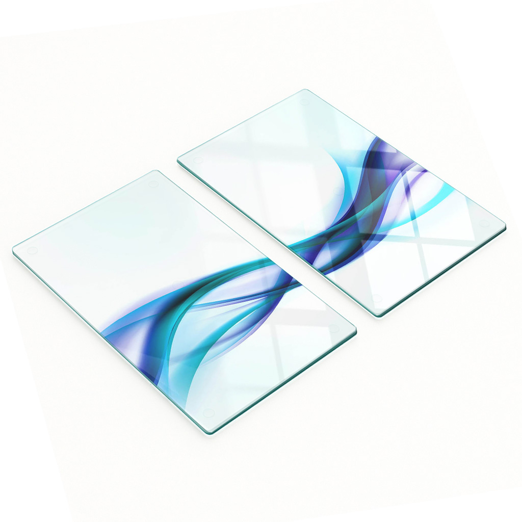 Robuste Und Stilvolle Glasplatten Mit Abstraktem Wellenmuster, 2 X 30 X 52 Cm