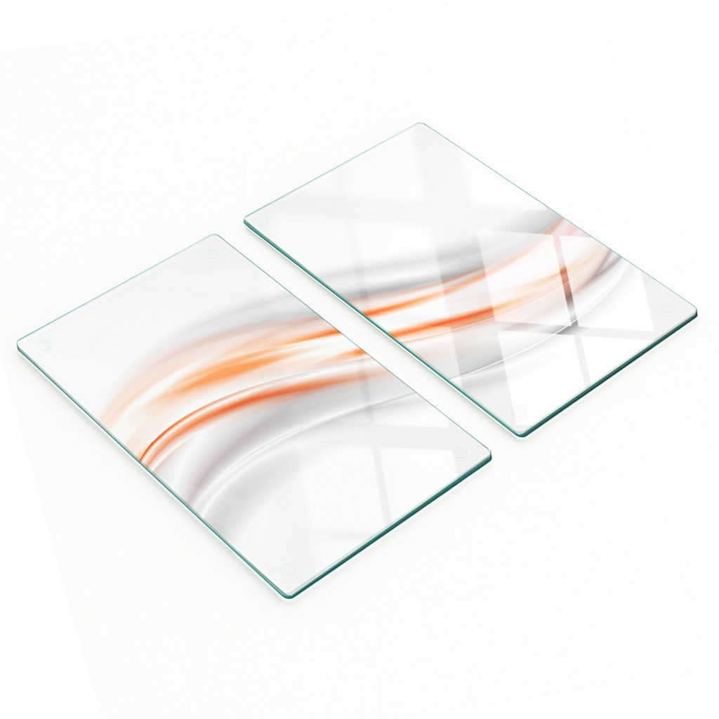 Stilvolle Und Robuste Glasplatten Mit Abstraktem Wellenmuster, 2 X 30 X 52 Cm