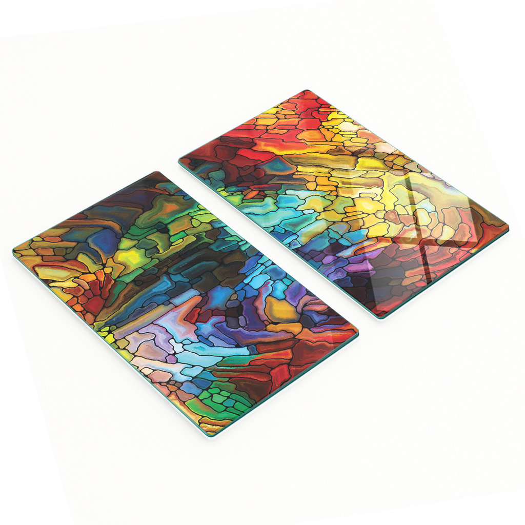 Multifunktionale Dekorative Glasplatten Mit Buntglasdruck, 2 X 30 X 52 Cm