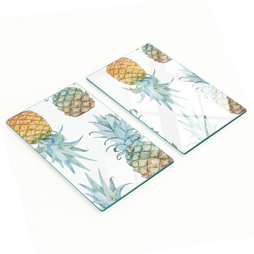 Multifunktionale Küchen-dekorationsplatten Aus Gehärtetem Glas, Ananas-motiv, 2 X 30 X 52 Cm