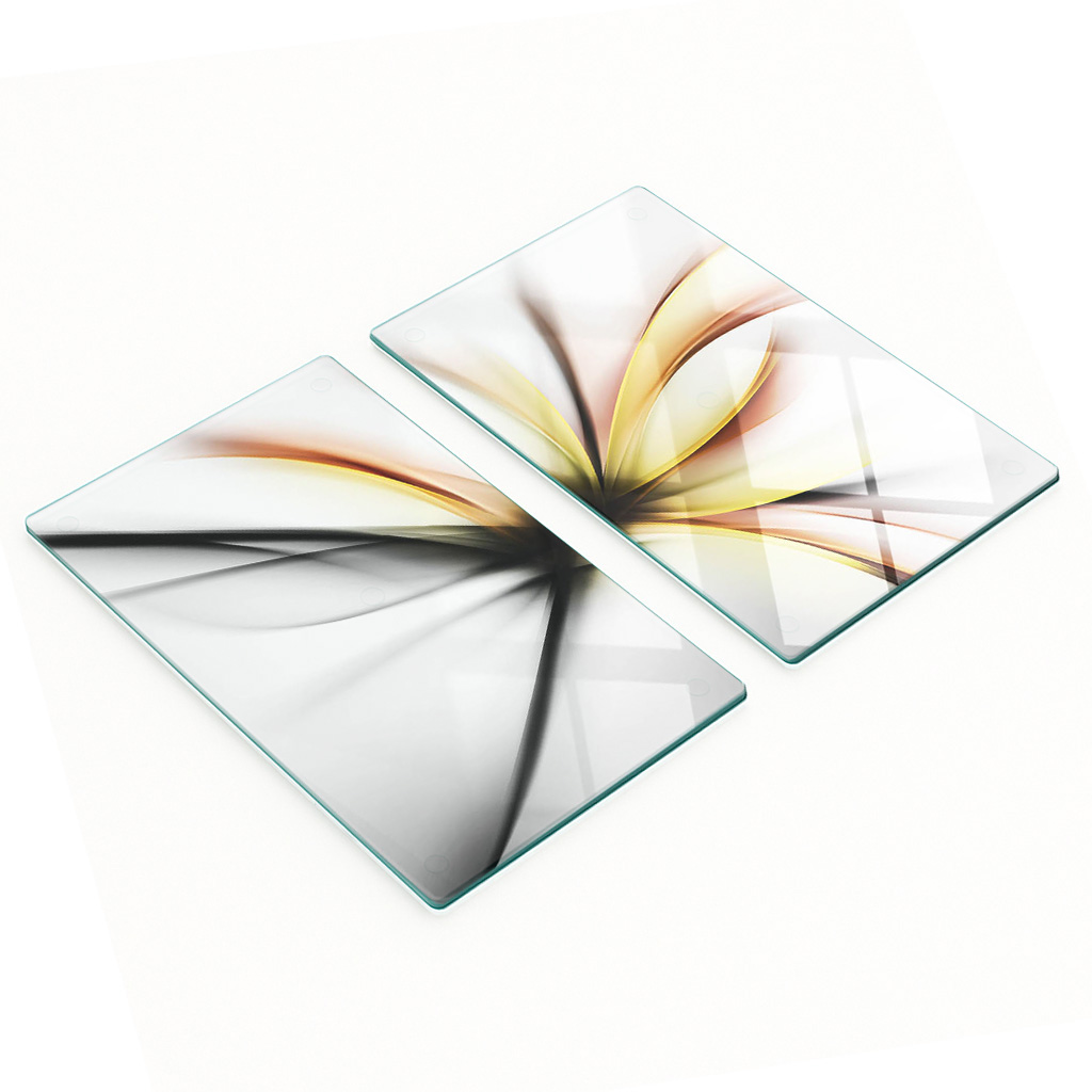 Robuste Und Stilvolle Glasplatten Mit Abstraktem Blumenmuster, 2 X 30 X 52 Cm