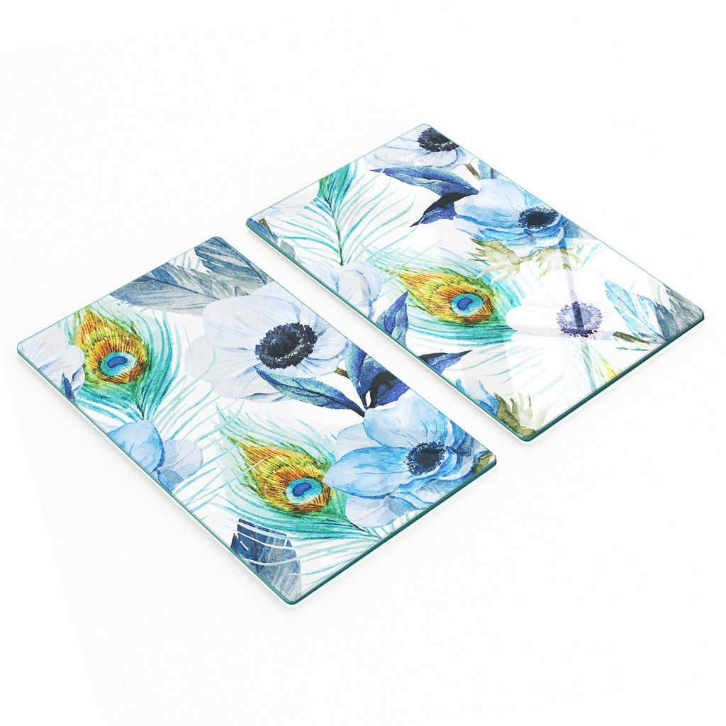 Dekorative, Multifunktionale Glasplatten Aus Gehärtetem Glas Mit Boho-blumenmuster, 2 X 30 X 52 Cm