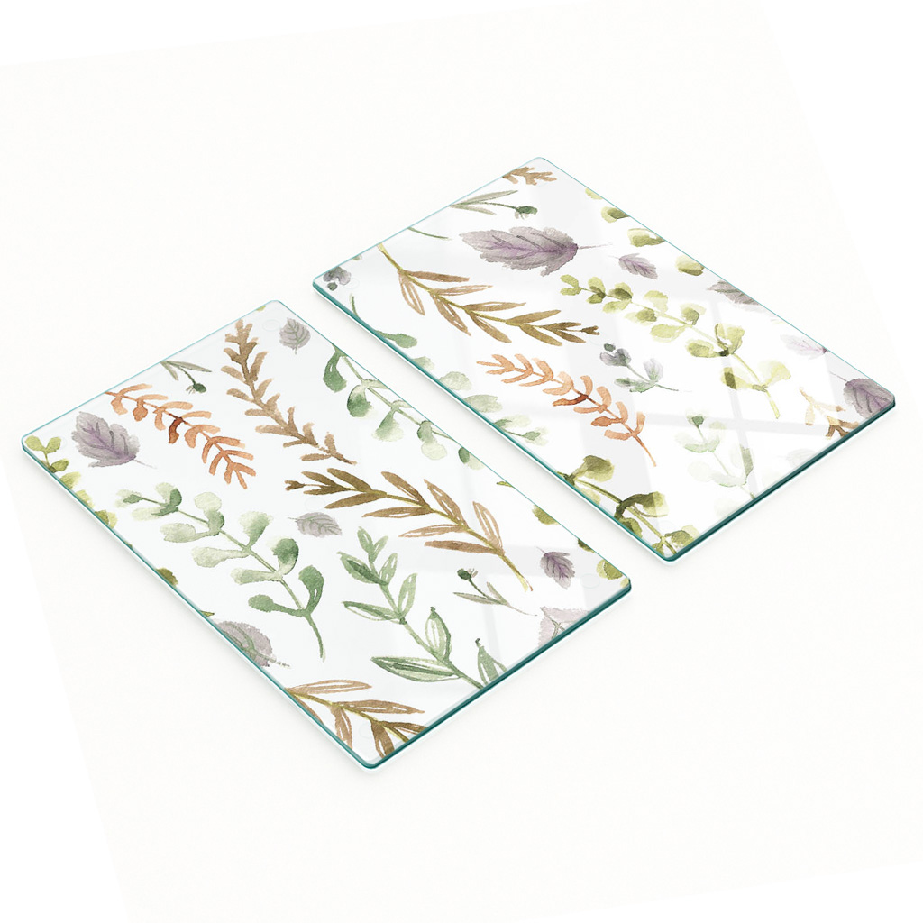 Multifunktionale Dekorative Glasplatten Mit Aquarellblumenmuster, 2 X 30 X 52 Cm