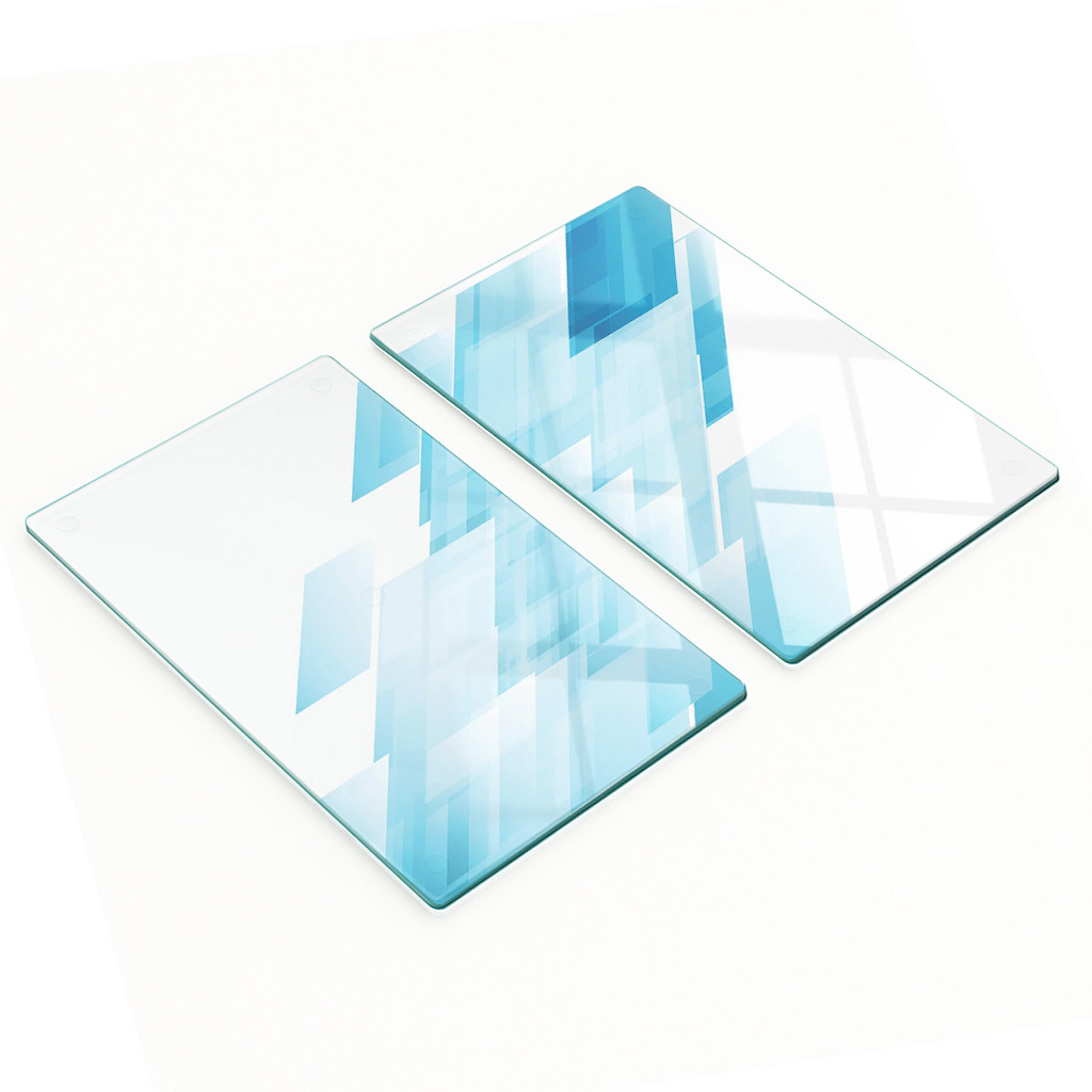 Küchenarbeitsplatten Aus Gehärtetem Glas Mit Grafisch-abstrakten Formen, 2 X 30 X 52 Cm
