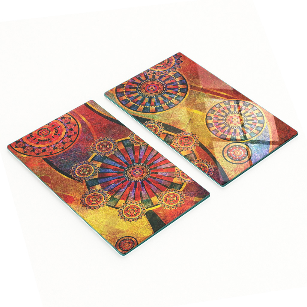 Stilvolle Und Robuste Glasplatten Mit Abstraktem Druckmuster, 2 X 30 X 52 Cm