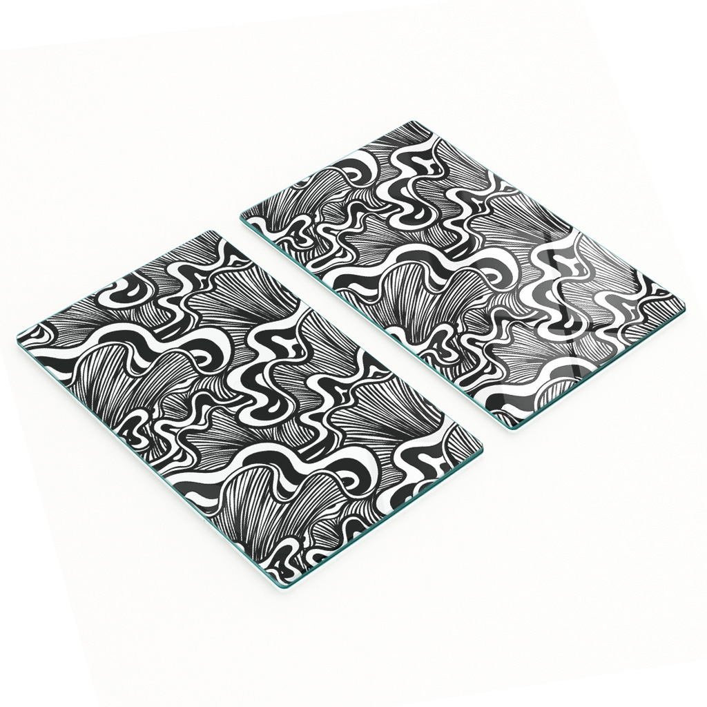 Robuste Und Stilvolle Glasplatten Mit Abstraktem Muschelmuster, 2 X 30 X 52 Cm
