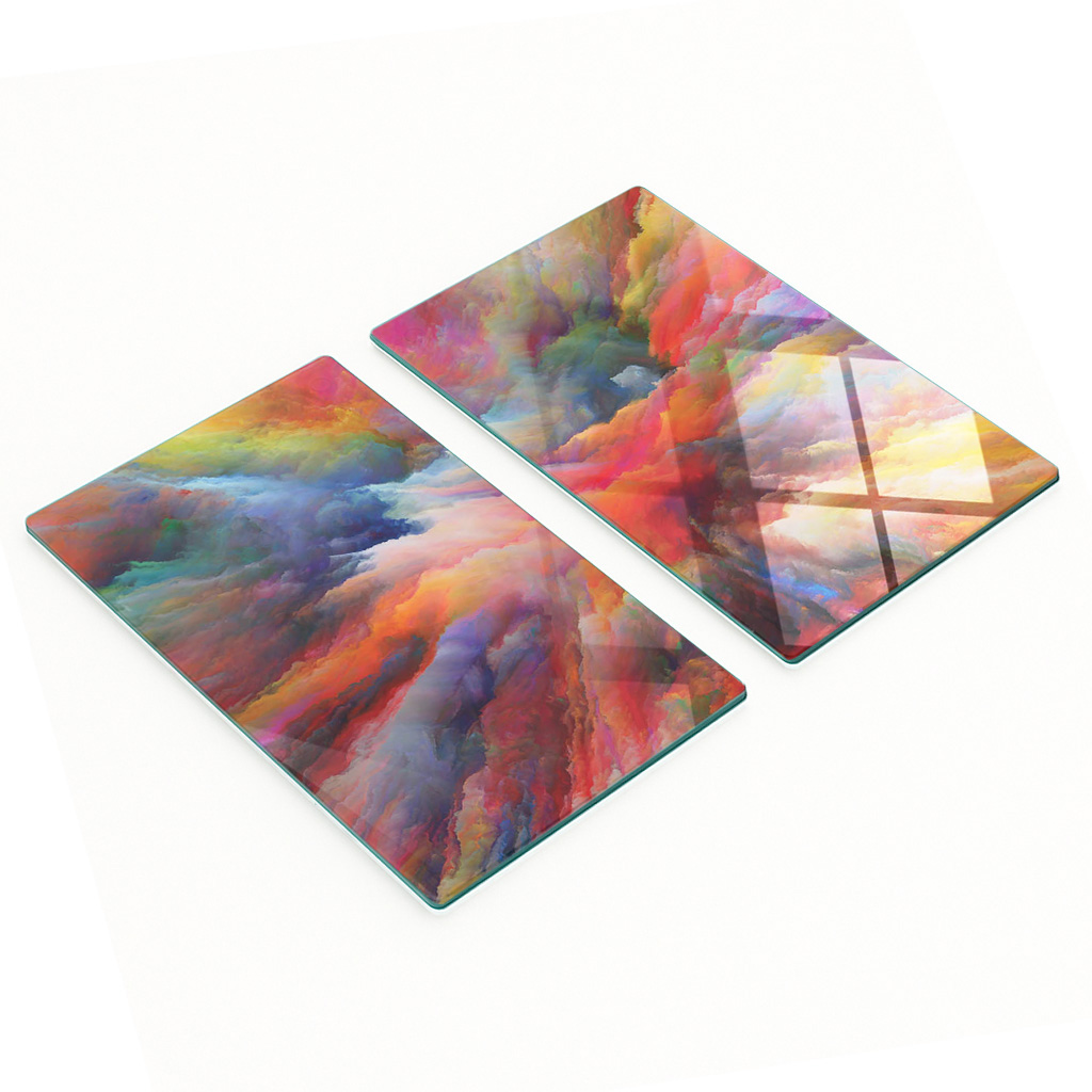 Küchenarbeitsplatten Aus Gehärtetem Glas Mit Farbenfrohem Grafikdesign, 2 X 30 X 52 Cm