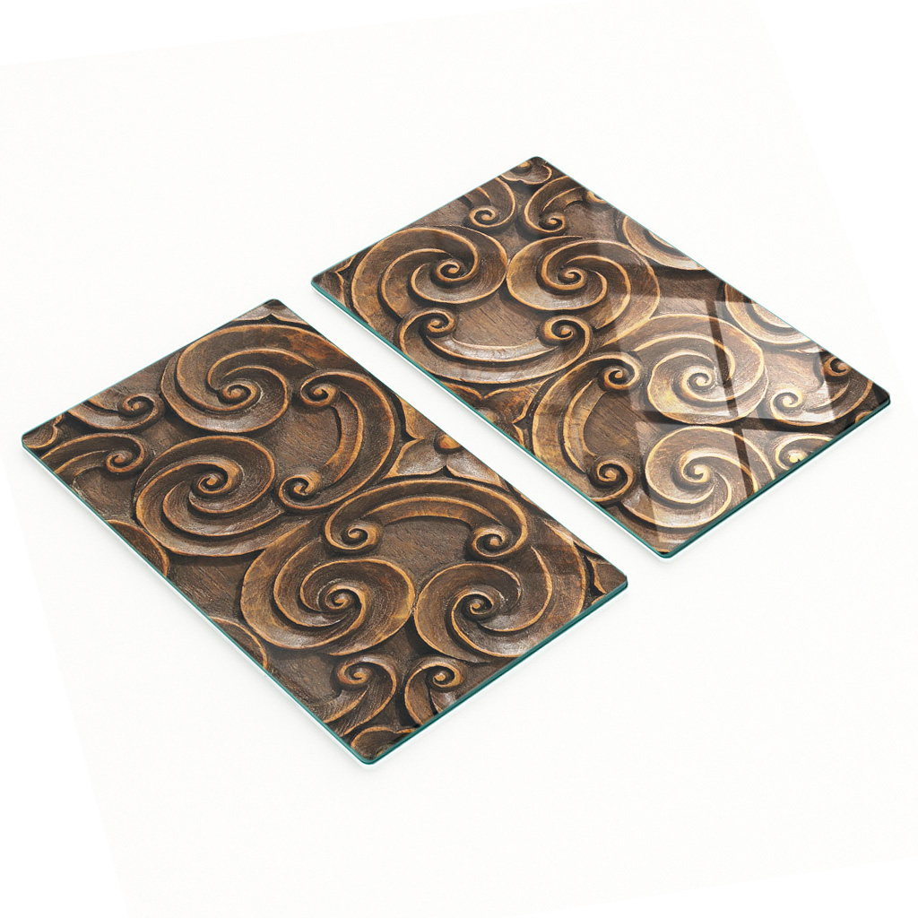 Robuste Und Stilvolle Glasplatten Mit Holzdekor-muster, 2 X 30 X 52 Cm