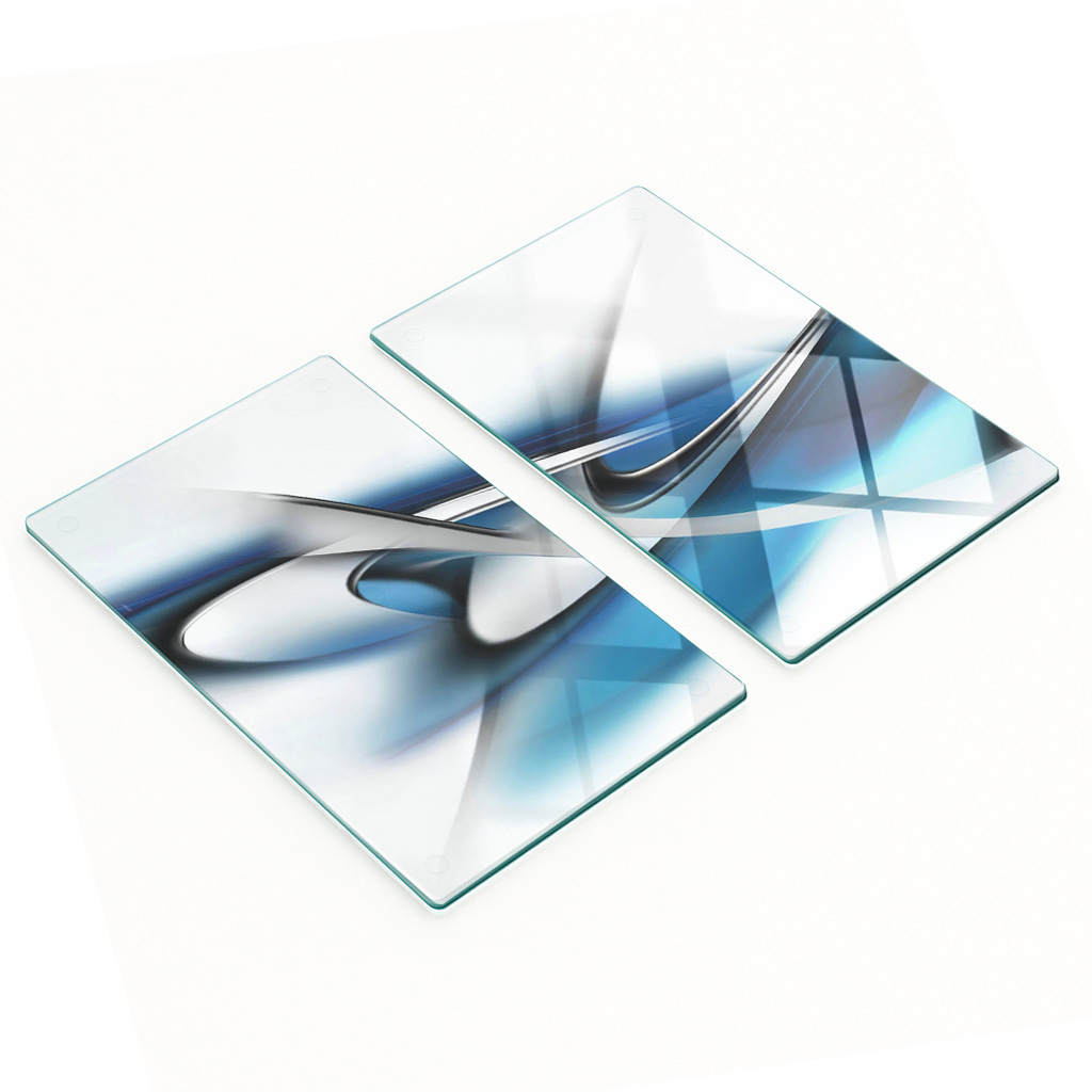 Stilvolle Und Robuste Glasplatten Mit Abstraktem Hintergrunddruck, 2 X 30 X 52 Cm
