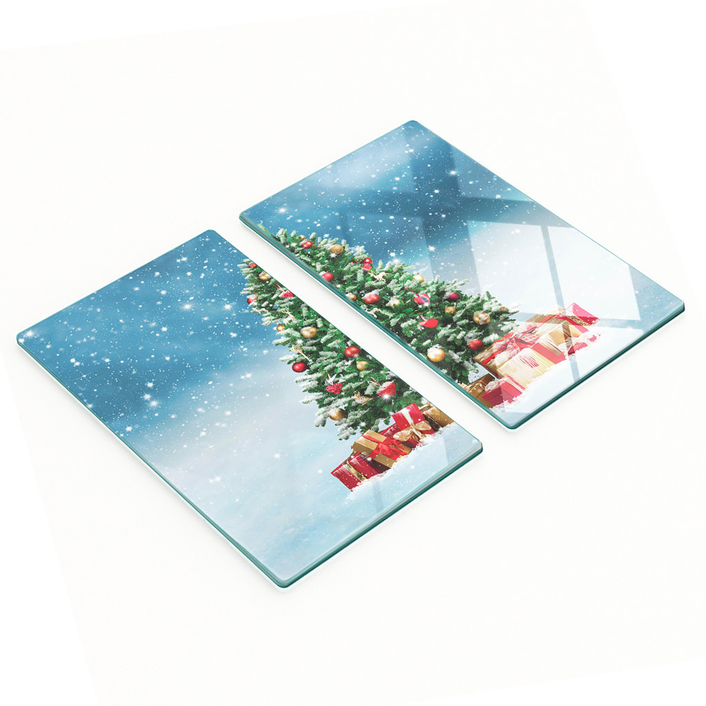 Dekorative, Multifunktionale Glasplatten Aus Gehärtetem Glas, Weihnachtsbaummotiv, 2 X 30 X 52 Cm