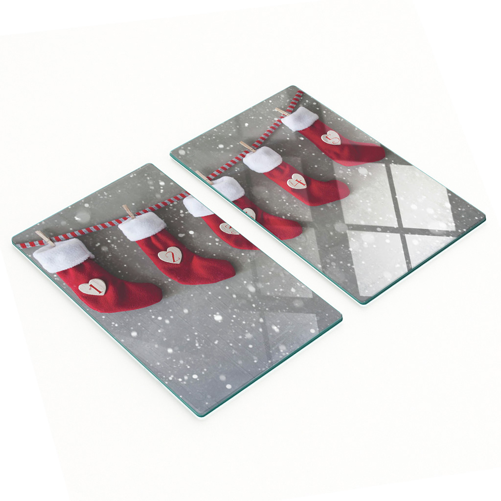 Robuste Und Stilvolle Glasplatten Mit Adventskalender-motiv, 2 X 30 X 52 Cm