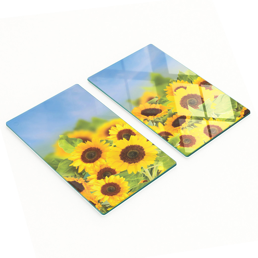 Dekorative, Multifunktionale Glasplatten Aus Gehärtetem Glas, Sonnenblumenmotiv, 2 X 30 X 52 Cm