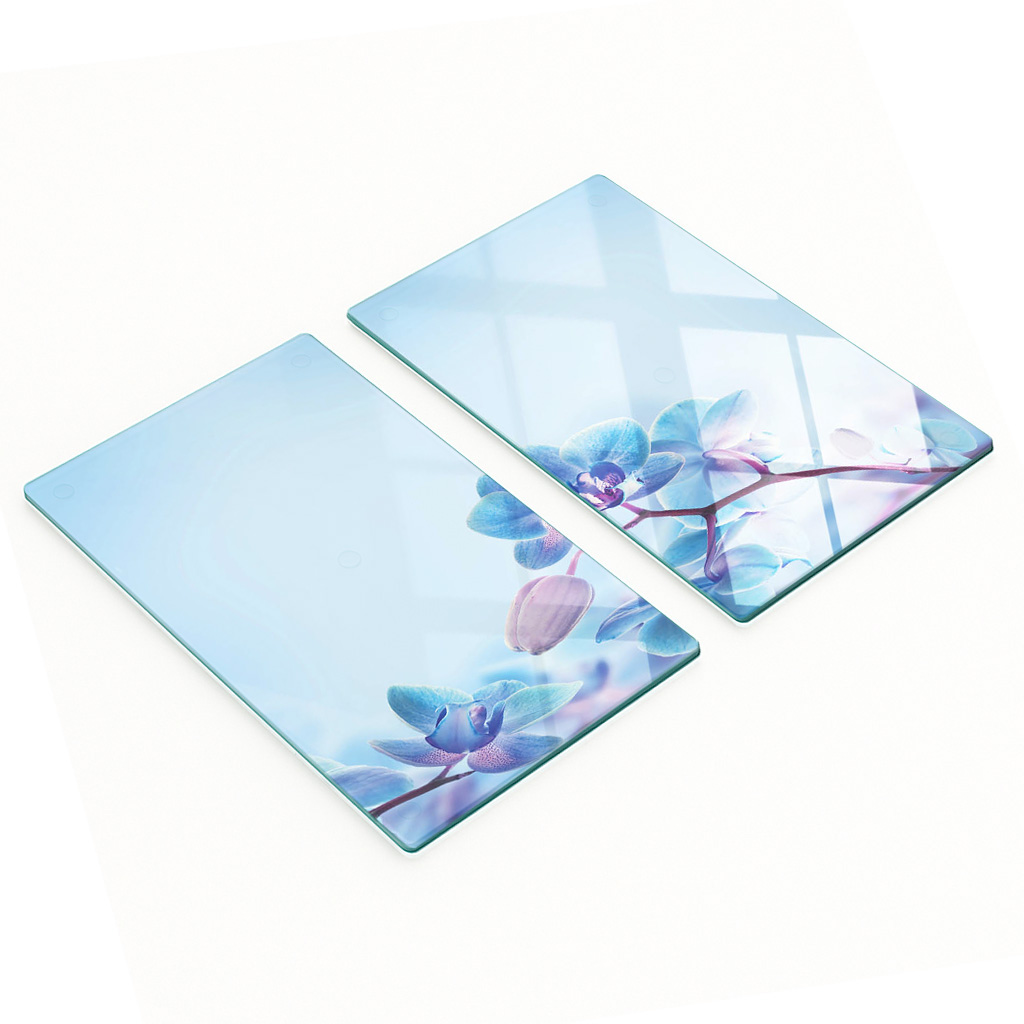 Robuste Und Stilvolle Glasplatten Mit Tropischem Orchideenmuster, 2 X 30 X 52 Cm
