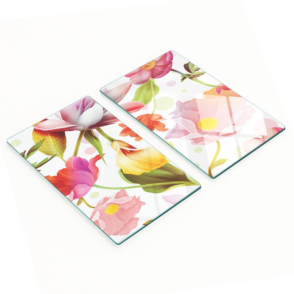 Stilvolle Und Robuste Glasplatten Mit Tropischem Blumenmuster, 2 X 30 X 52 Cm