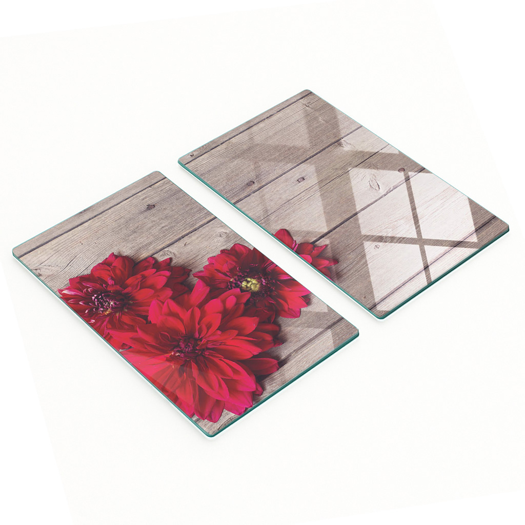 Multifunktionale Dekorative Glasplatten Mit Dahlienmuster, 2 X 30 X 52 Cm