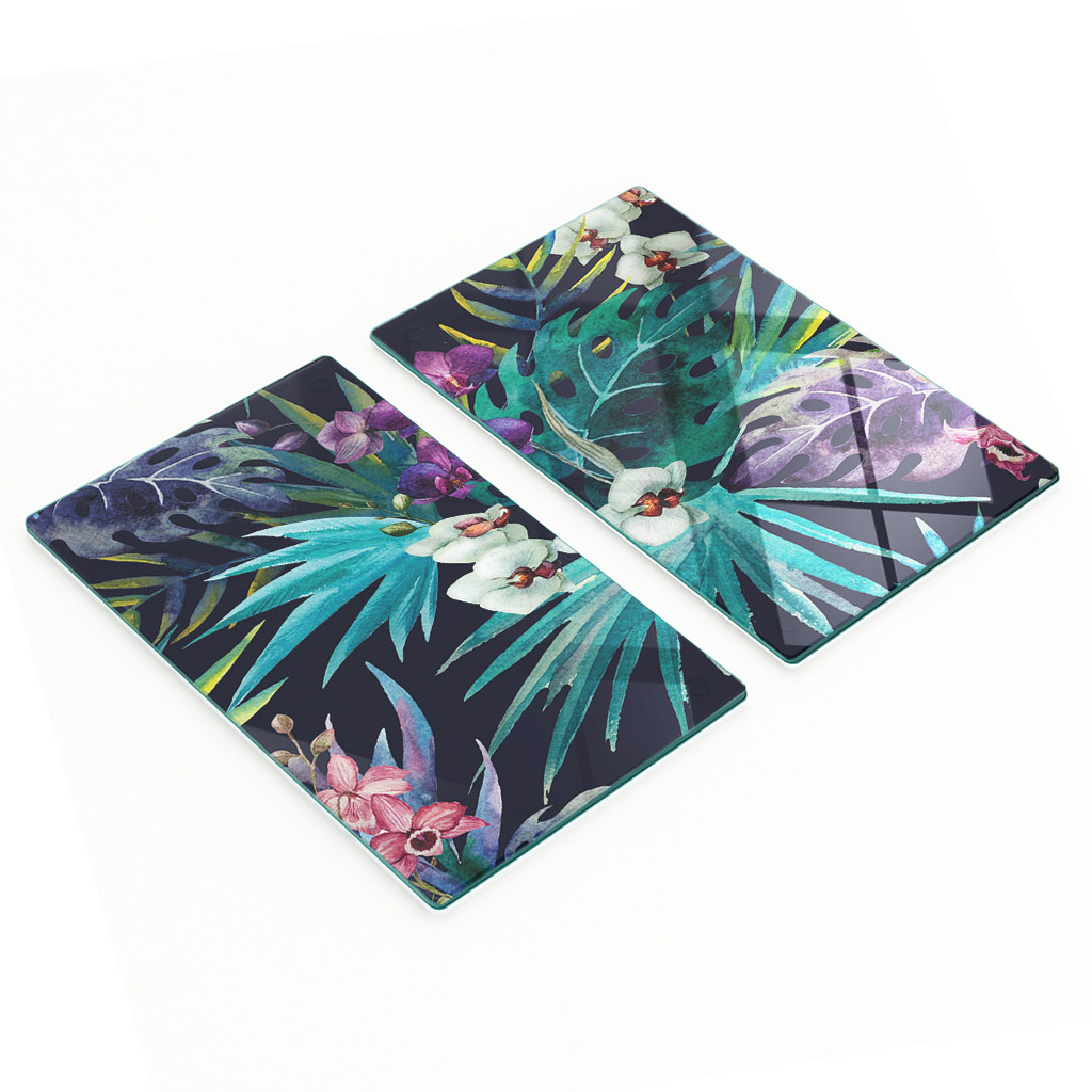 Robuste Und Stilvolle Glasplatten Mit Aquarell-orchideenmuster, 2 X 30 X 52 Cm