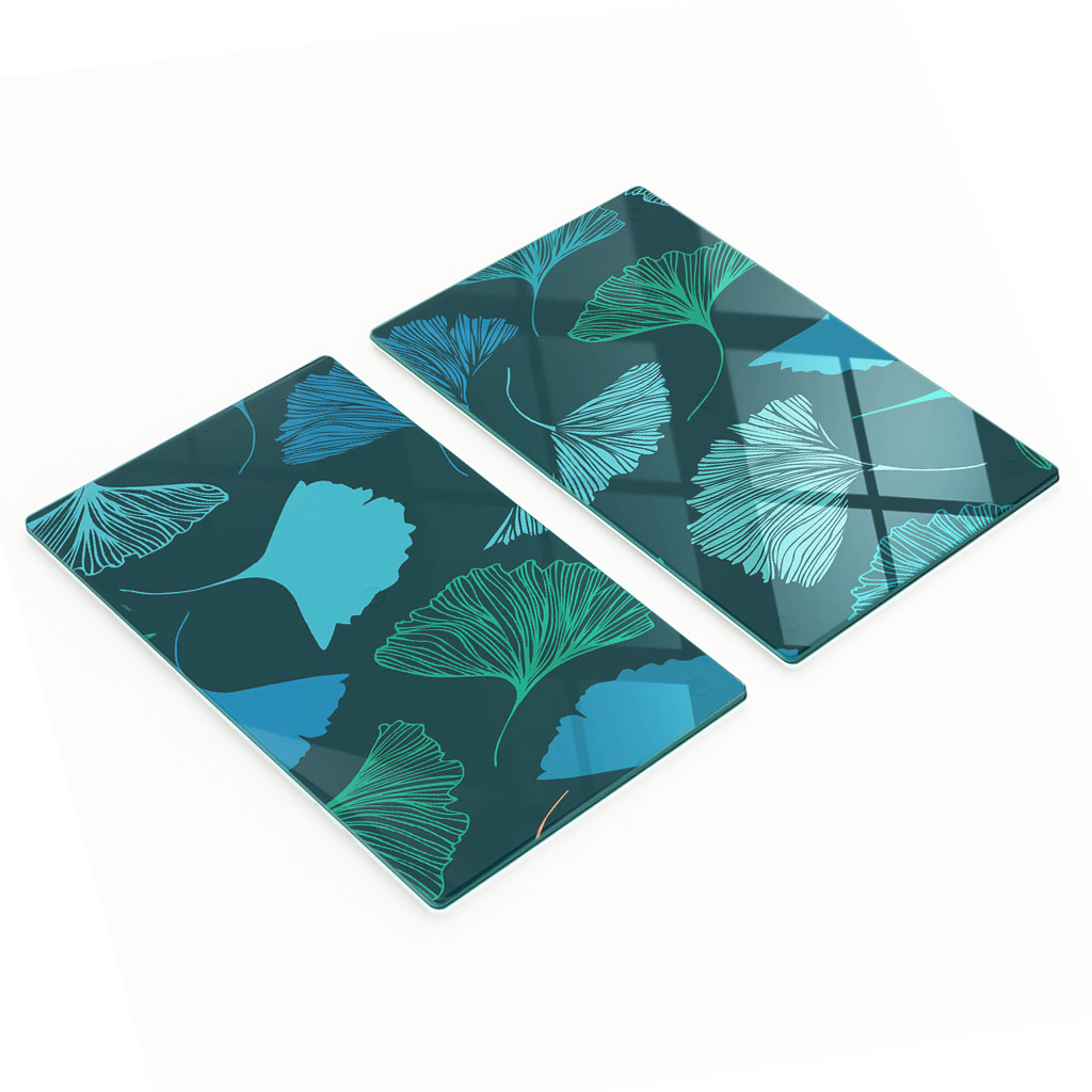 Dekorative Glas-schneide- Und Servierbretter Mit Ginkgo-blättern, 2 X 30 X 52 Cm