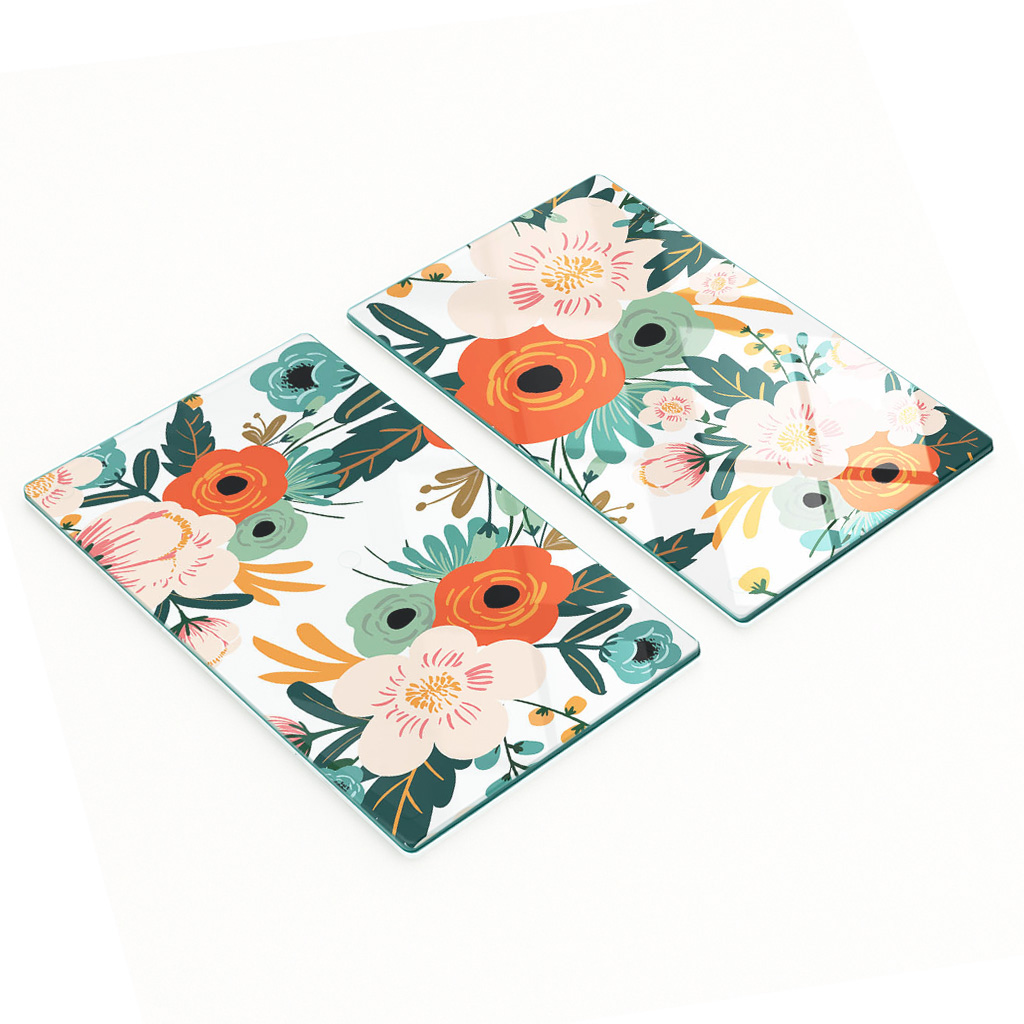 Robuste Und Stilvolle Glasplatten Mit Blumenmuster Im Vintage-stil, 2 X 30 X 52 Cm
